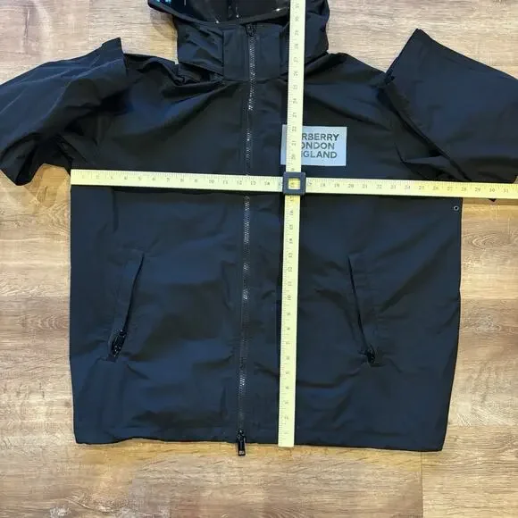 Authentic Burberry Rain Jacket Visor Taffeta Hooded Mens 54 Waterproof Black